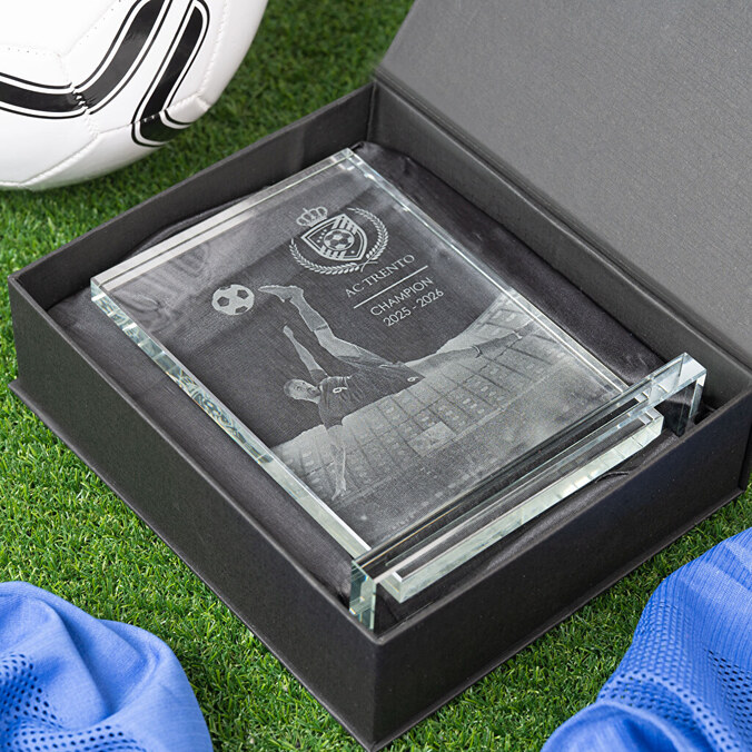 Skleněná trofej obdelníková gravírovaná