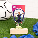 Trofeo de metacrilato copa deportiva personalizado con base madera