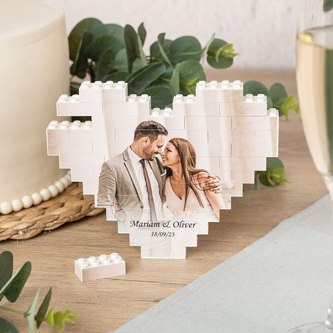 Personalizovaný Puzzle Block srdce Mini