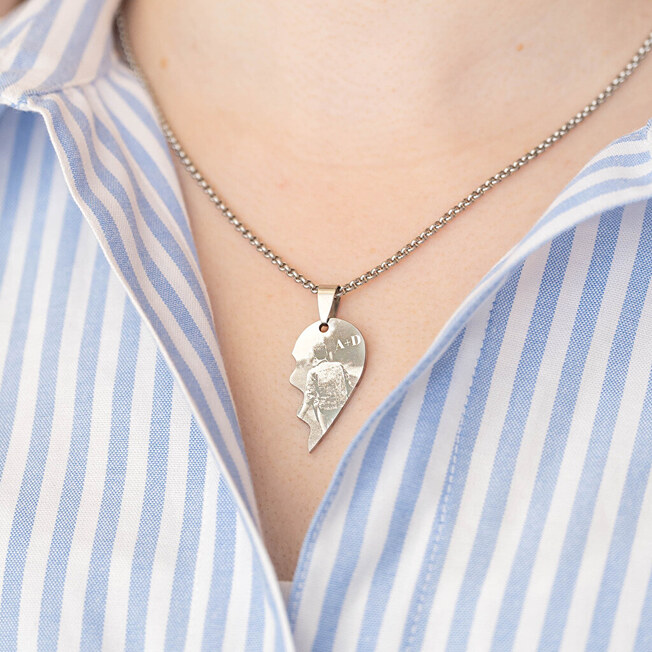 Personalised Split Heart engraved Pendant Personalised Split Heart engraved Pendant