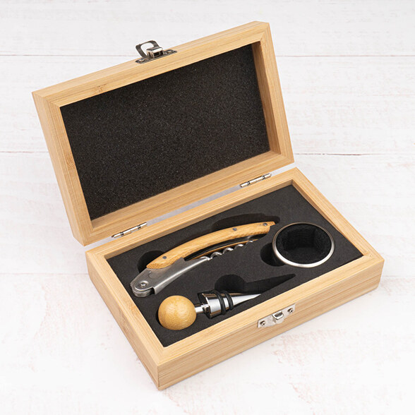 Coffret d'accessoires pour le vin avec étui personnalisé