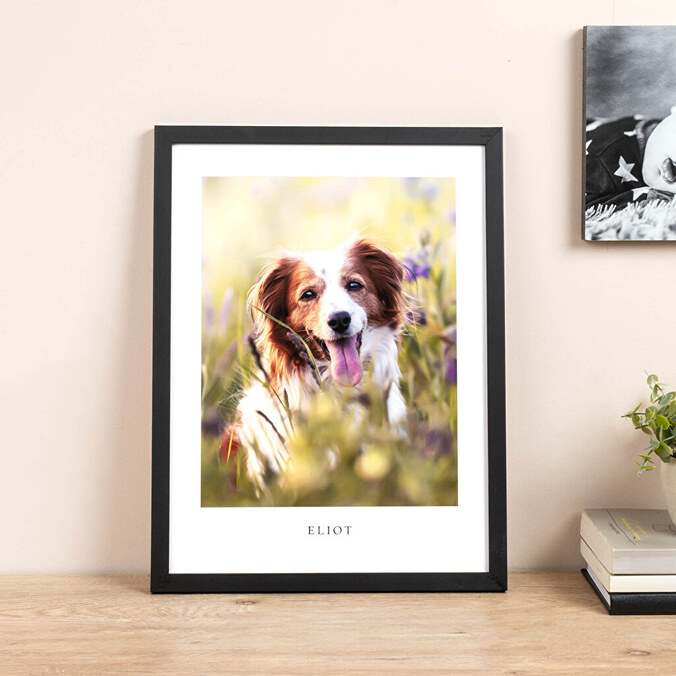 Personalised photo print with wooden frame