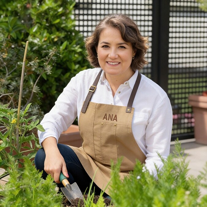 Brown embroidered apron