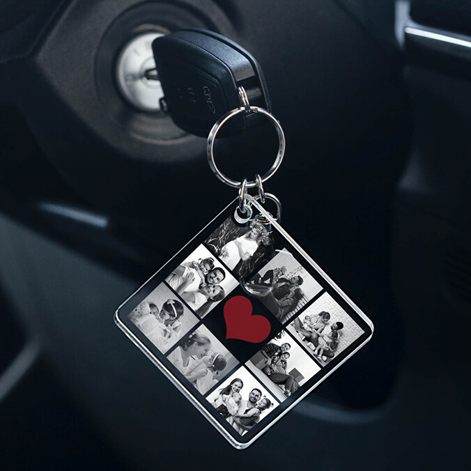 Personalised square shaped acrylic keyring