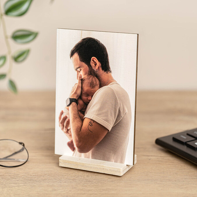 Bedrukte houten kaart met foto