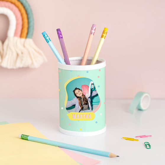 Personalised pencil holder with photo or name