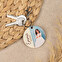 Personalised wooden keyring with a round shape