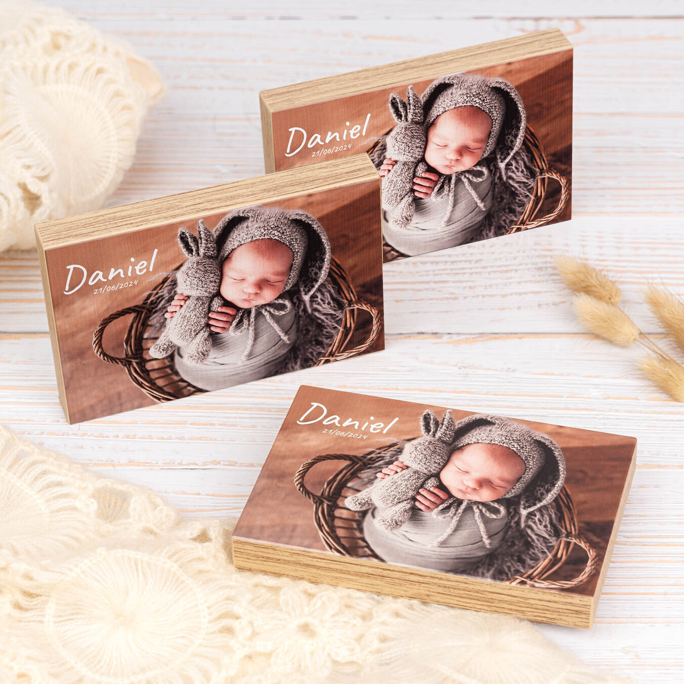 Personalised wooden photo block