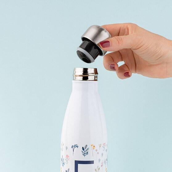 Personalisierte Thermosflasche aus Edelstahl mit tropfsicherem Verschluss