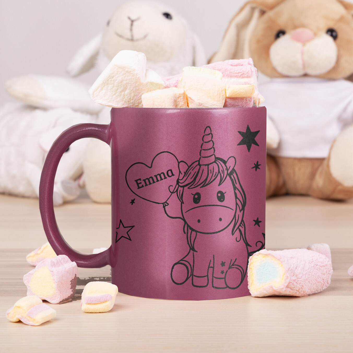 Taza purpurina personalizada