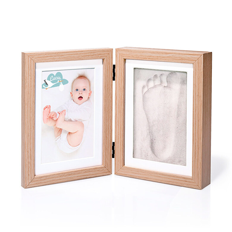 WesKimed Baby Holz Bilderrahmen mit 2.2 Baby Handabdruck und Fußabdruck 2.2 