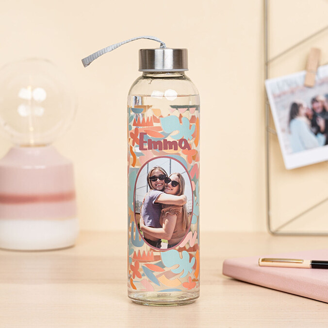 Personalised glass water bottle