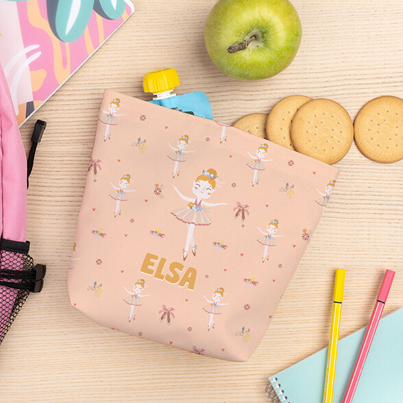 Personalised reusable fabric snack bag