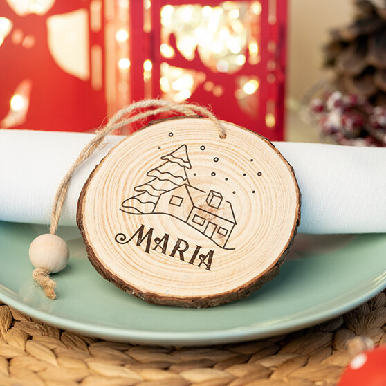 Rodaja de madera personalizada con nombre Rodaja de madera personalizada con nombre