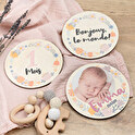 Cartes rondes étape bébé milestone personnalisées en bois