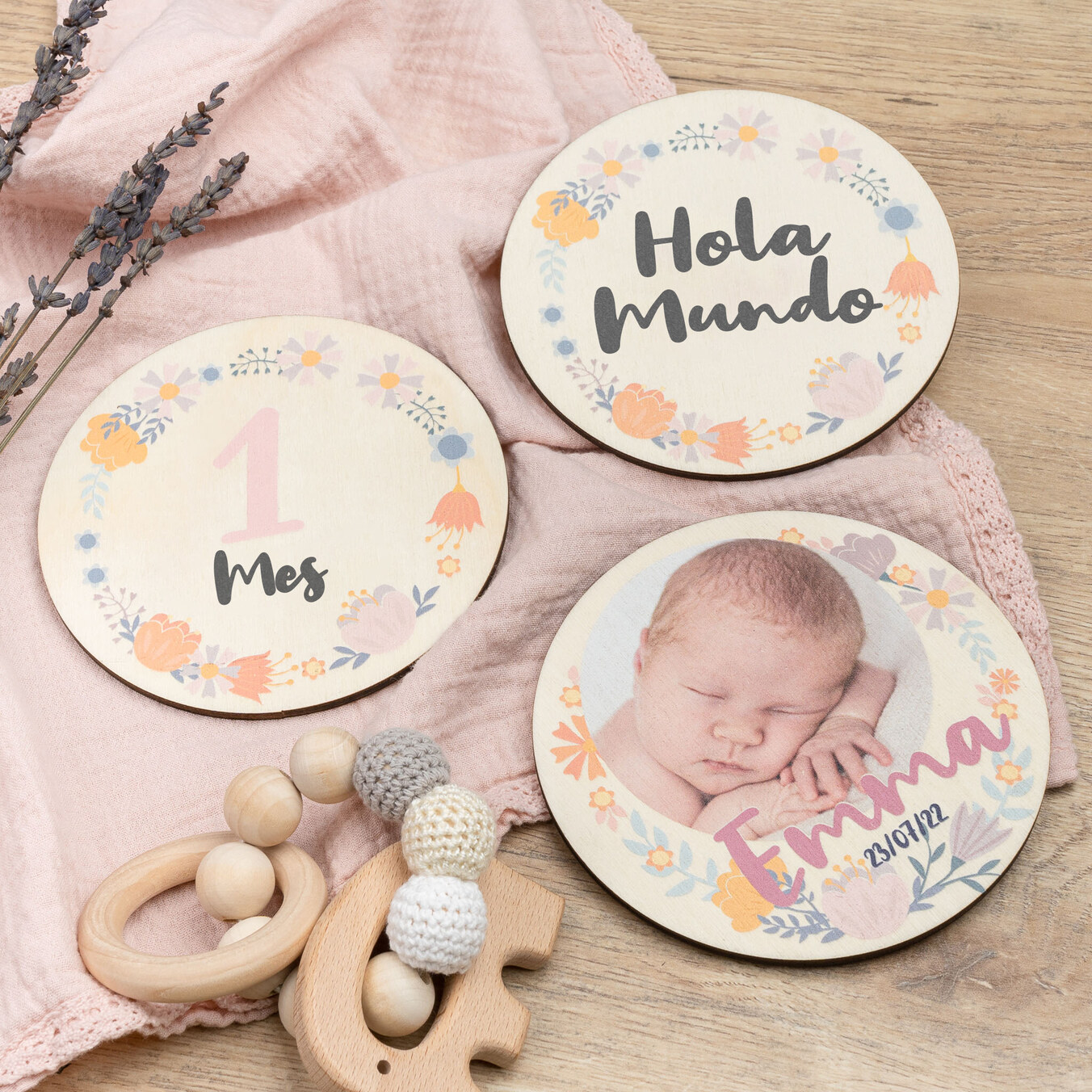 Cumple mes de madera personalizado