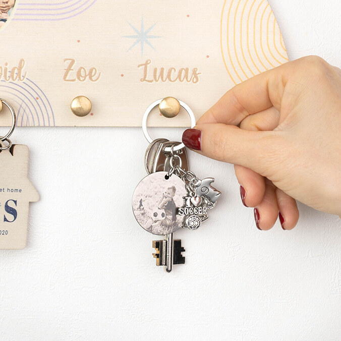 Engraved football keyring