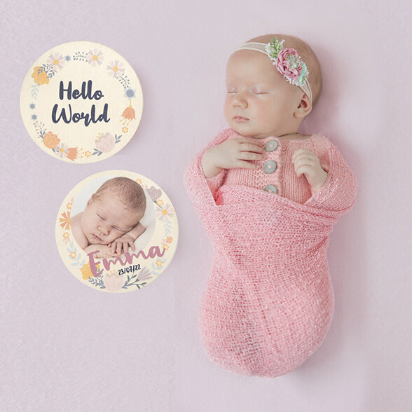 Personalised wooden milestone cards