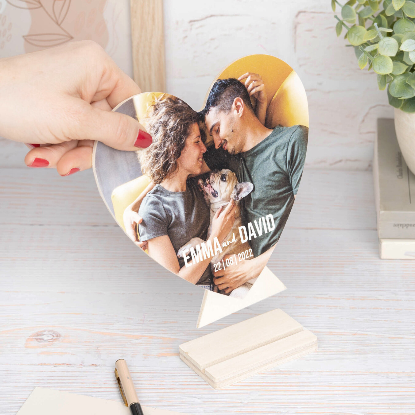 Printed wooden card heart
