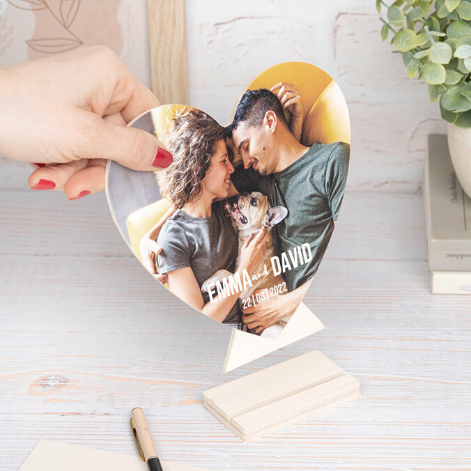 Printed wooden card heart