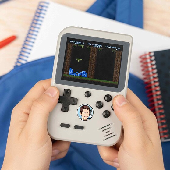 Personalised retro handheld console with 256 colour games