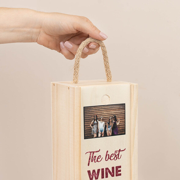 Personalizowane drewniane pudełko na butelkę wina