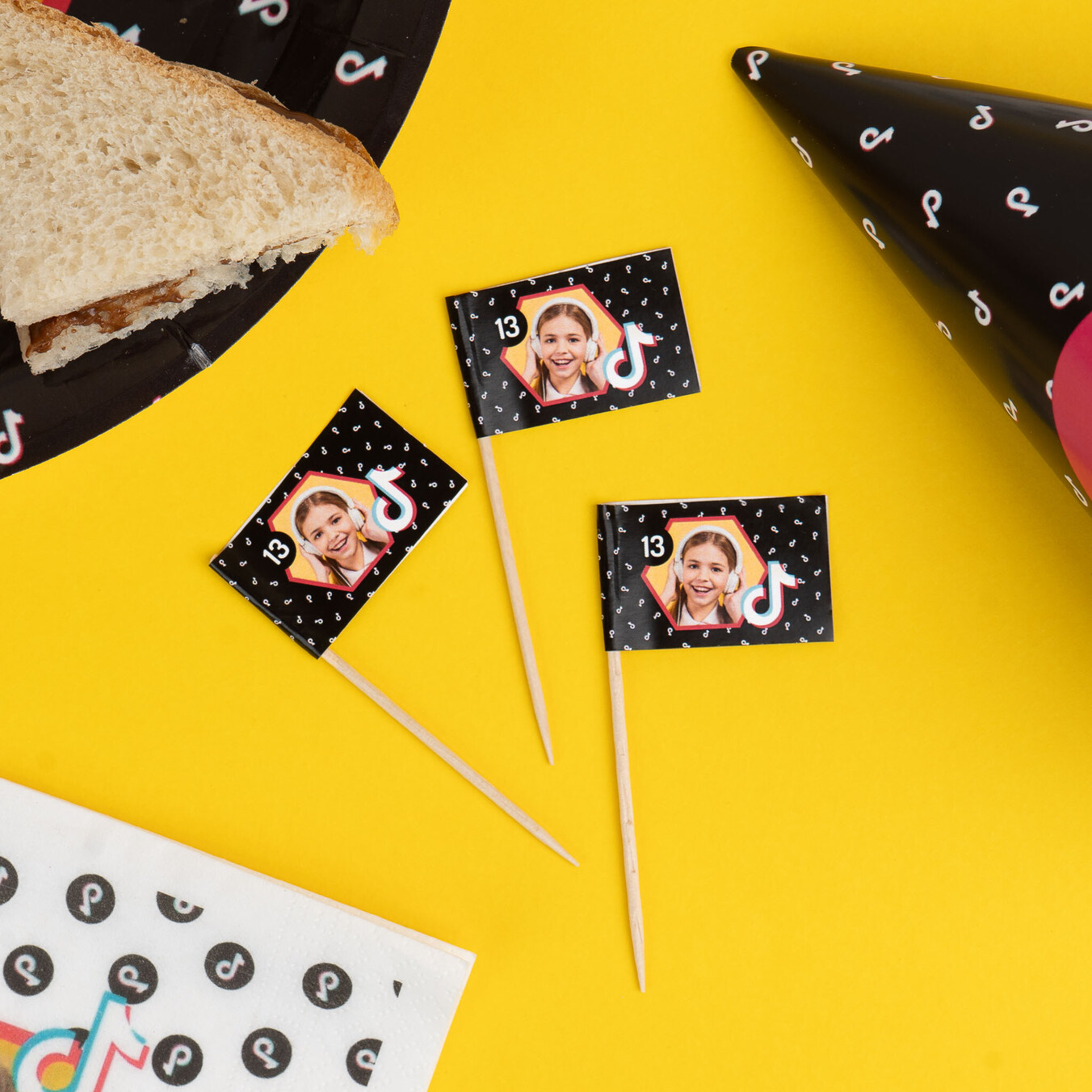 Pack of 36 personalised toothpick flags