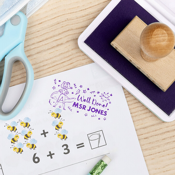 Gepersonaliseerde rechthoekige houten stempel 5,7x2