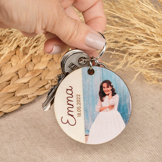 Llavero madera personalizado redondo