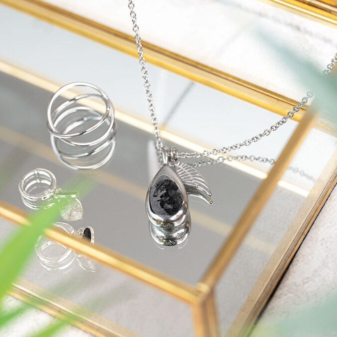 Engraved cremation ashes necklace