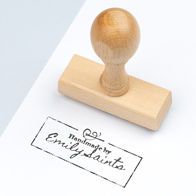 Gepersonaliseerde rechthoekige houten stempel 5,7x2