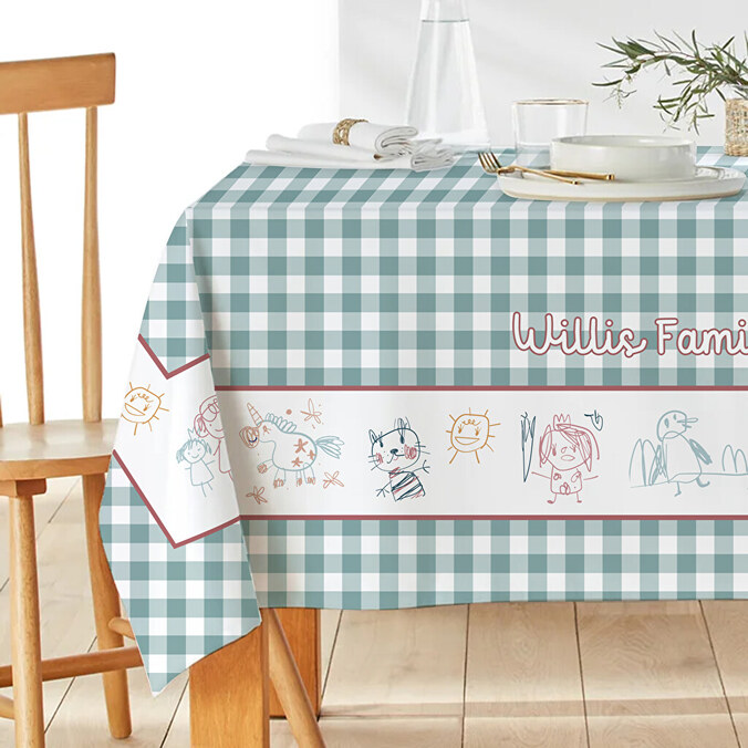 Large personalised fabric and oilcloth tablecloths