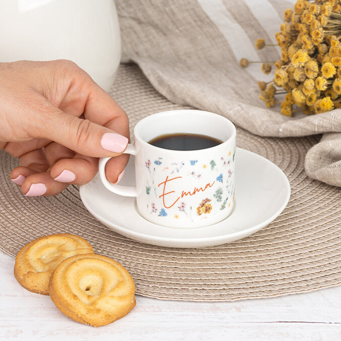 Espresso koffiekopje en schotel set bedrukken