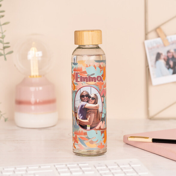 Personalised glass water bottle