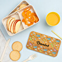 Personalizowany plastikowy lunchbox z bambusową pokrywką, dwupoziomowy