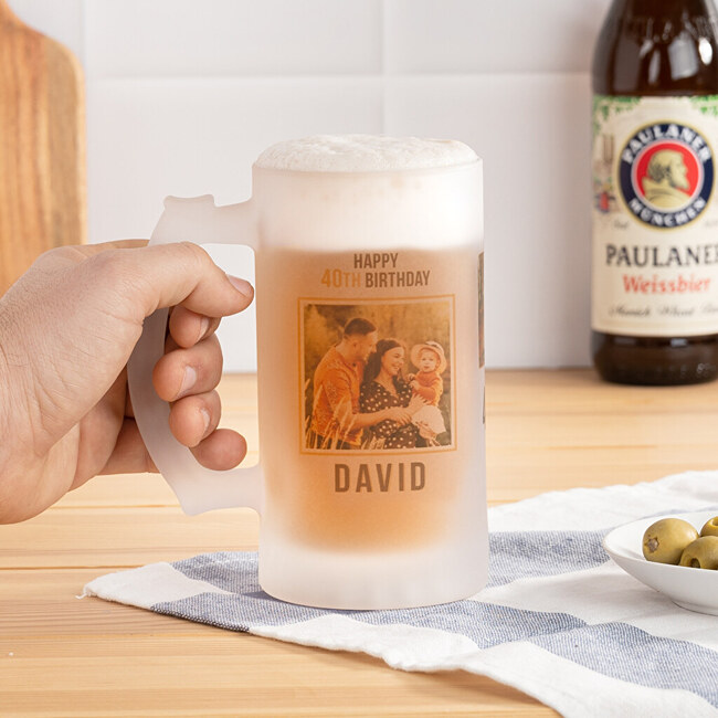 Jarra cerveza cristal opaco personalizada
