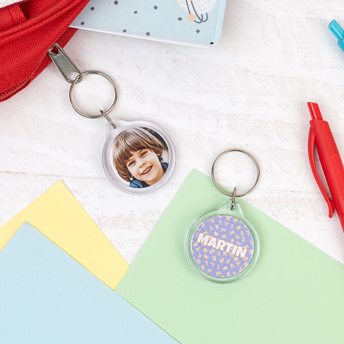 Personalised round acrylic keyring