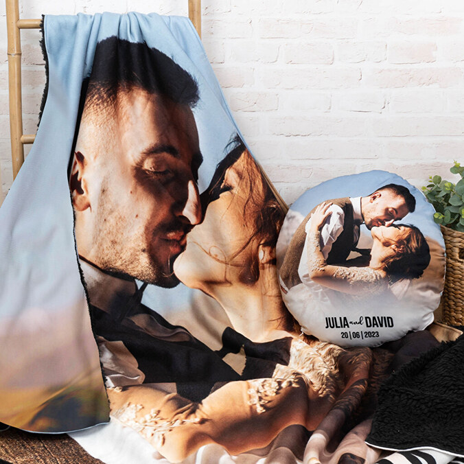 Sherpa fleece tæppe 70x105 med billede