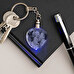Porte-clés coeur en cristal 3D gravé avec lumière