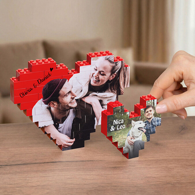 Puzzle Block Mini personalizado con forma de corazón