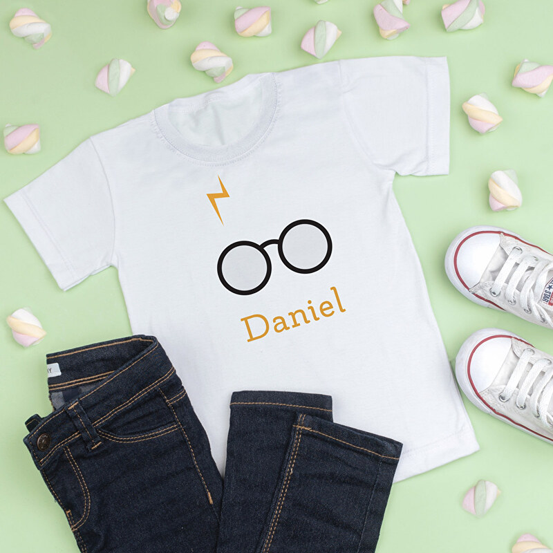 Camiseta de niño personalizada con nombre y diseño Harry Potter Camiseta de niño personalizada con nombre y diseño Harry Potter