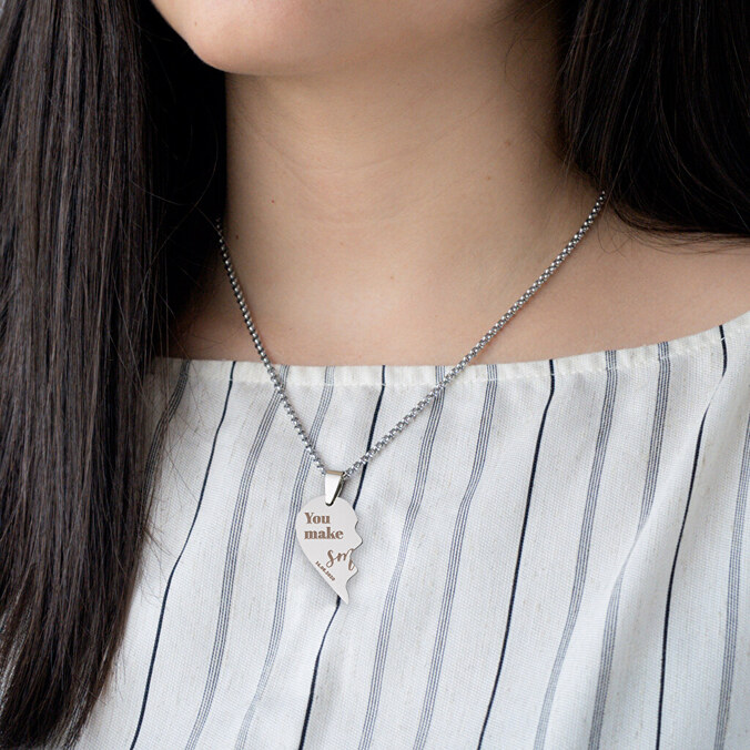 Personalised Split Heart engraved Pendant