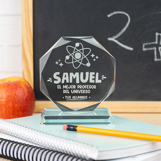 Placa personalizada cristal para regalar a profesores Placa personalizada cristal para regalar a profesores