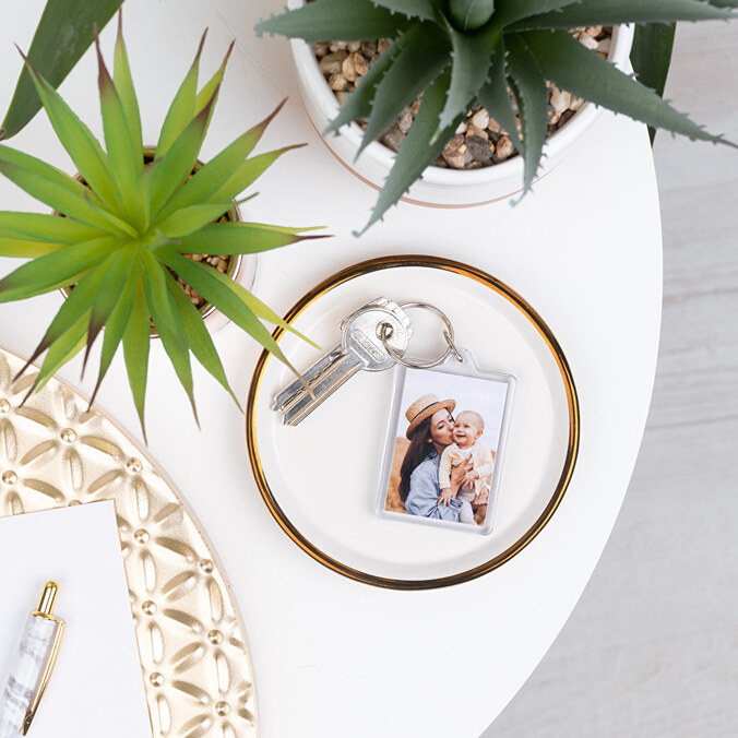 Personalised rectangular acrylic keyring