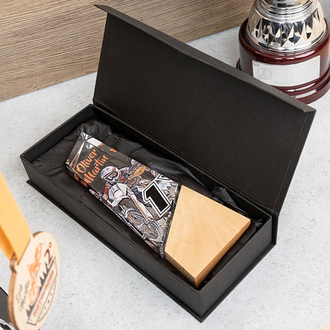 Premium bedrukte langwerpige glazen trofee