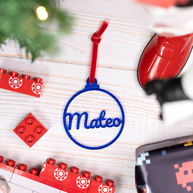 Adorno navideño de metacrilato con nombre personalizado