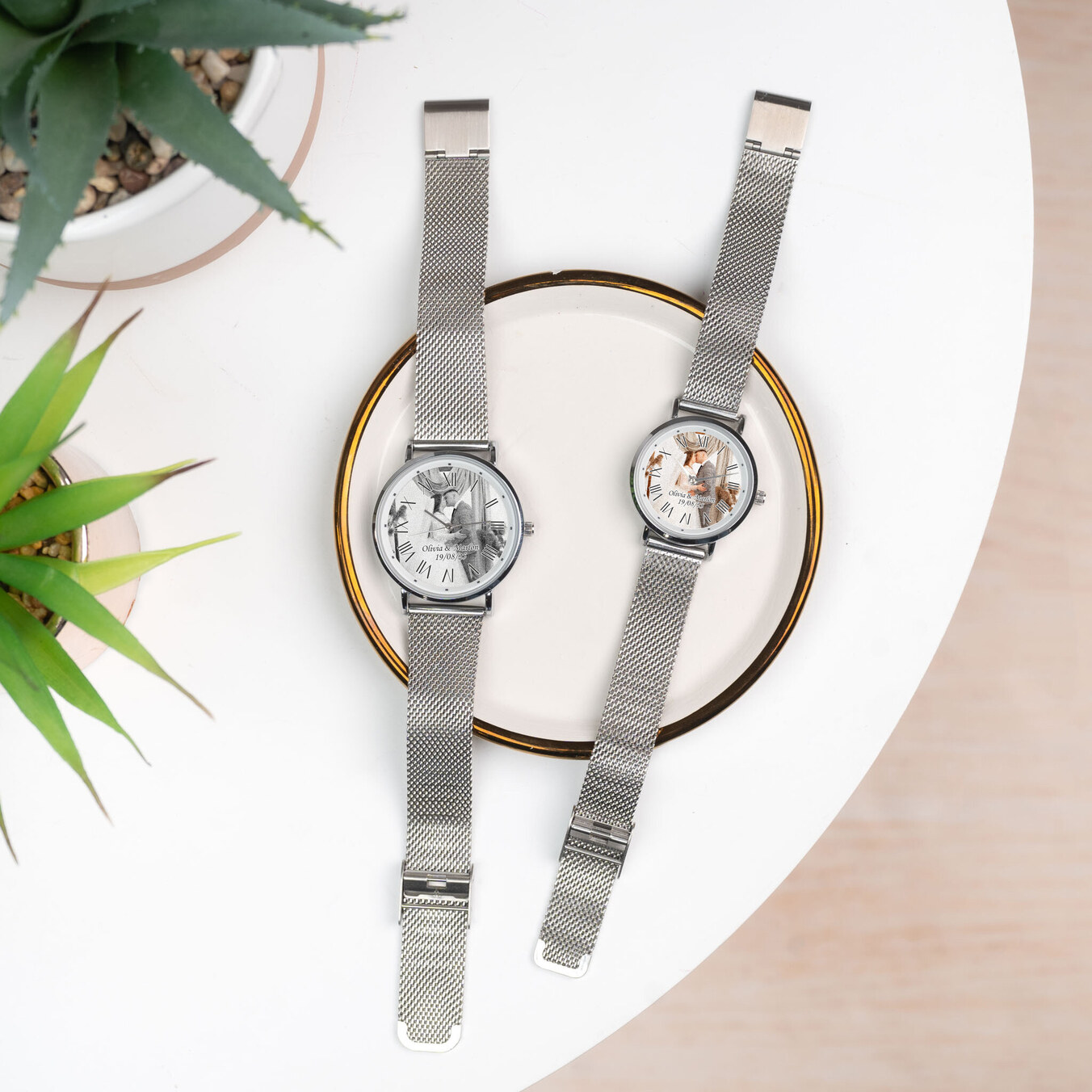 Gepersonaliseerd polshorloge met metalen gaas voor dames