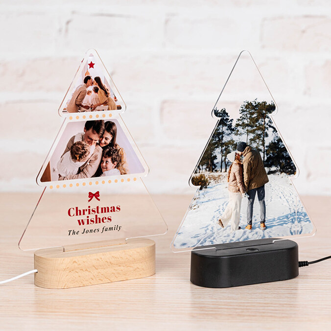Personalisierte 3D Lampe Holz Weihnachtsbaum