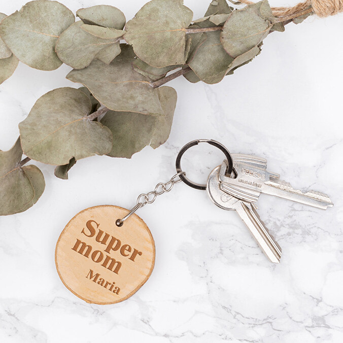 Gravierte Schlüsselanhänger Holz Natur
