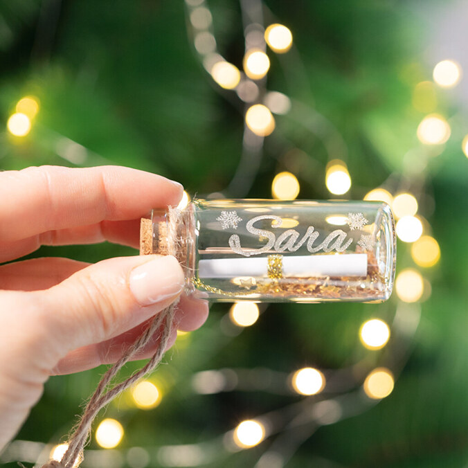 Engraved glass bottle